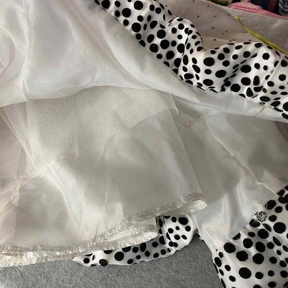 Vintage 80s Retro Glam Jessica McClintock Gunne Sax Dress 9 White Black Green - Picture 11 of 12